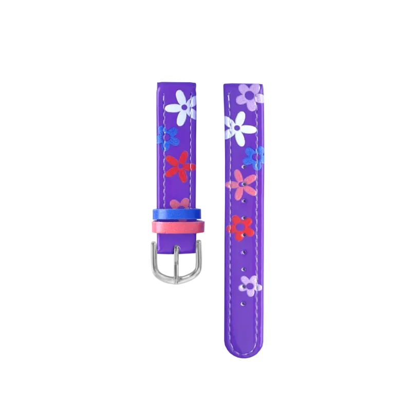 CLOCKODILE Fialový řemínek k dětským hodinkám kytky CSG5201