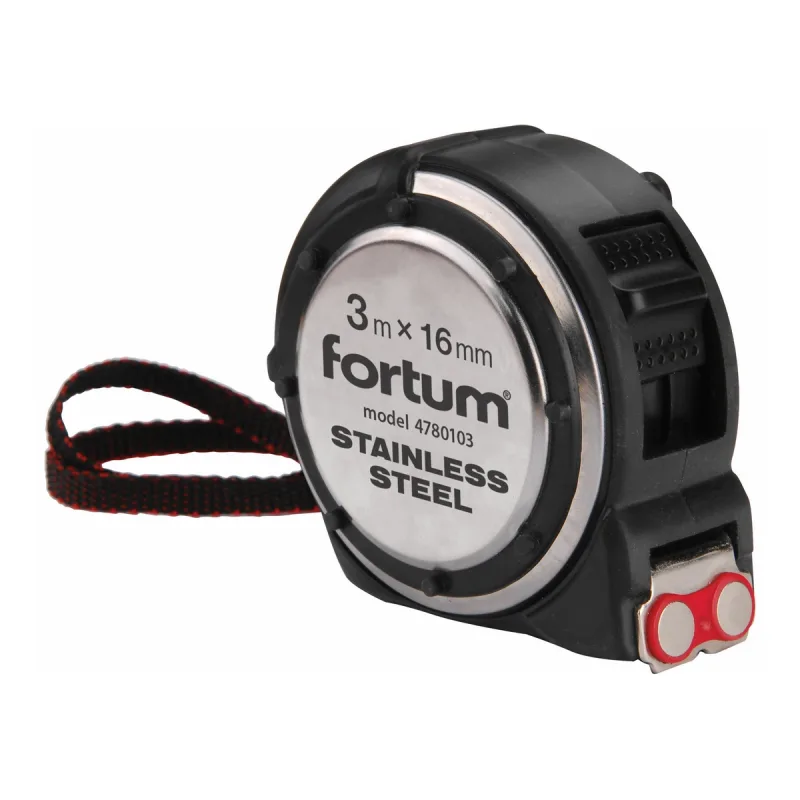 Meter zvinovací 3mx16mm s brzdou, antikorový obal, magnet, FORTUM