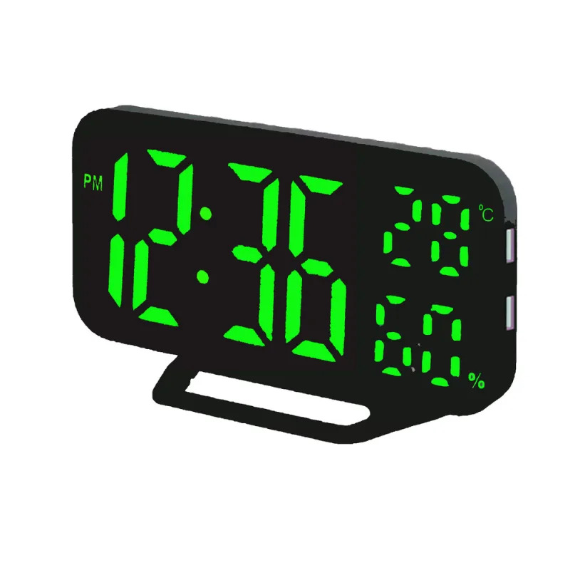 JVD Digitální budík do sítě se zelenými LED svítícími čísly JVD SB3725.1 se senzorem stmívání