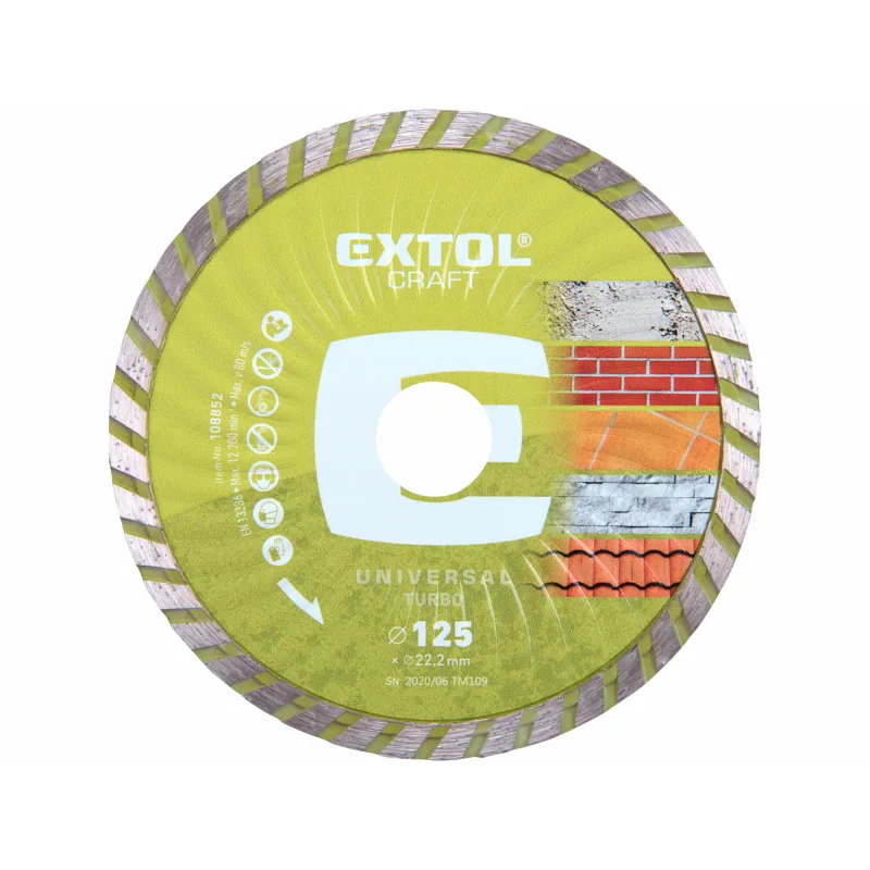 Diamantový rezný kotúč Turbo, 125mm, EXTOL CRAFT