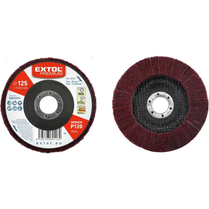 Kotúč lamelový priamy, Ø125mm, P120, EXTOL PREMIUM