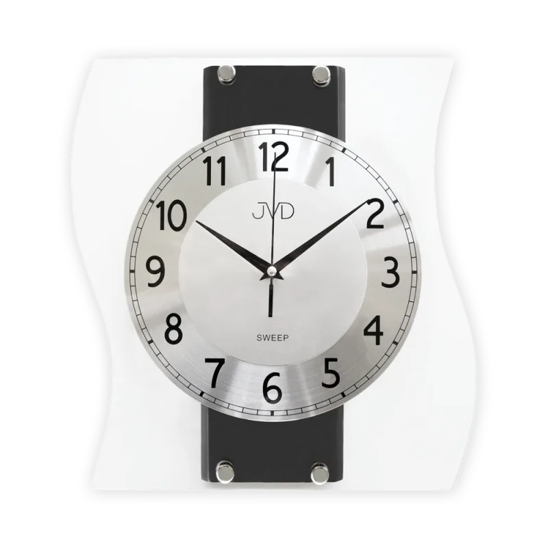 JVD Netikající tiché skleněné dřevěné nástěnné hodiny JVD NS21053.2