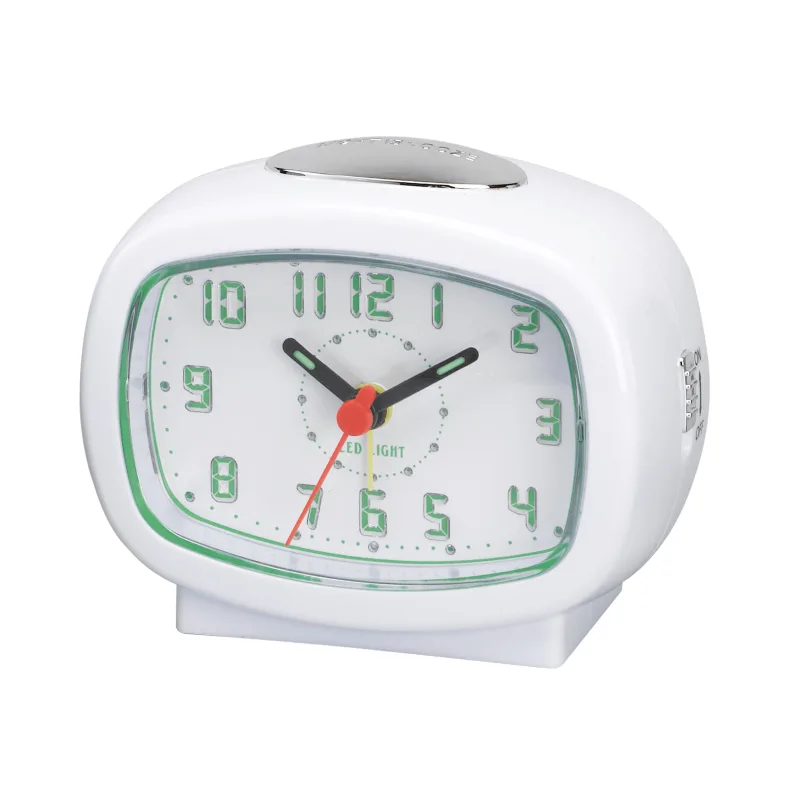Analogový netikající tichý budík JVD SRP540.1 se zeleným LED podsvícením