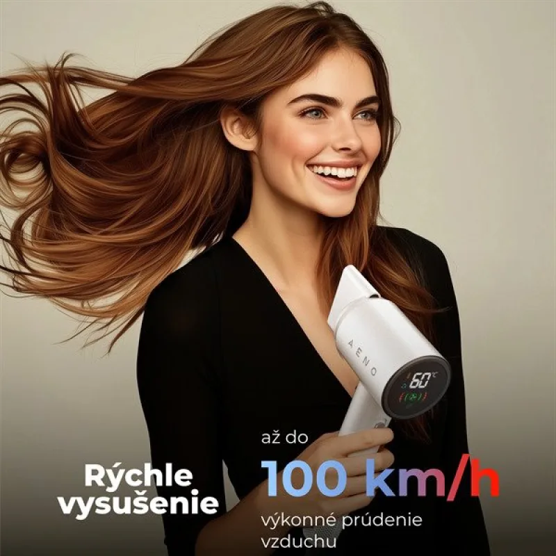 AENO vysovýkonný sušič vlasov HD4 v 100km/h, NTC senzor, 1500W, ionizátor…