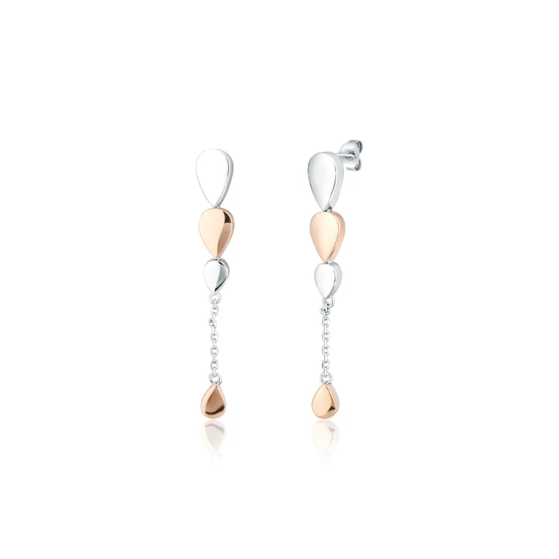 JVD Dámské stříbrné rose gold visací náušnice s perlami na puzetku SVLE1842X75BK00