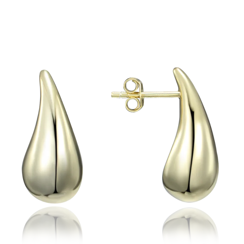 MINET Pozlacené stříbrné náušnice velké kapky JMAN0565GE01