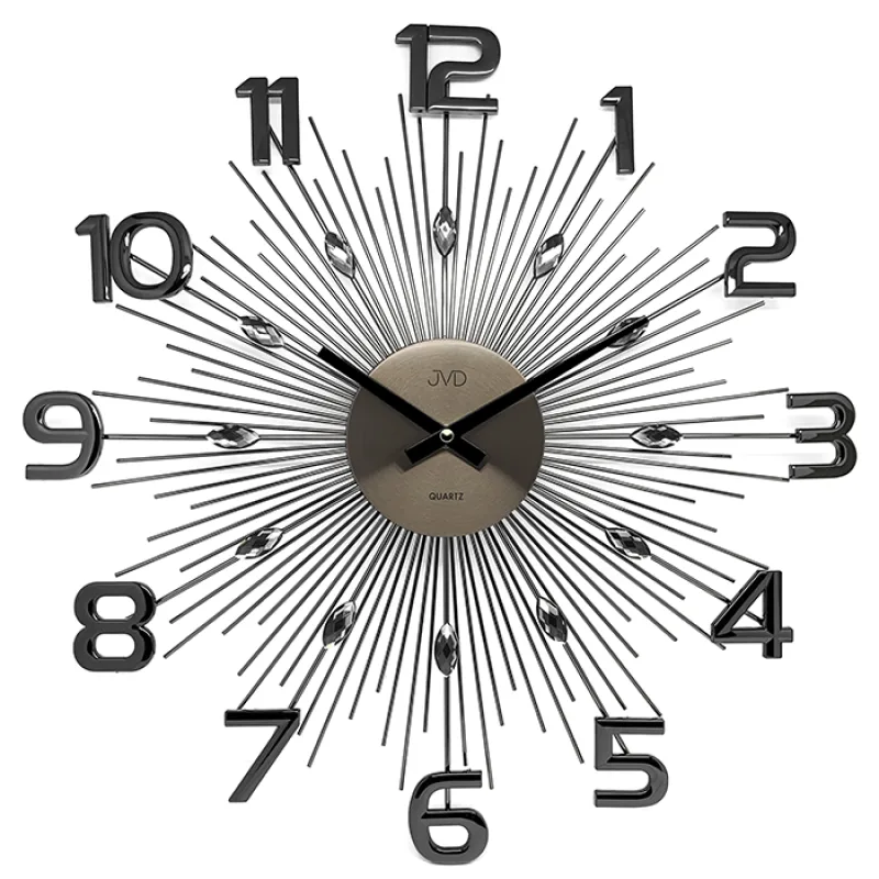 Luxusní paprskovité kovové nástěnné antracitová hodiny JVD HT108.3