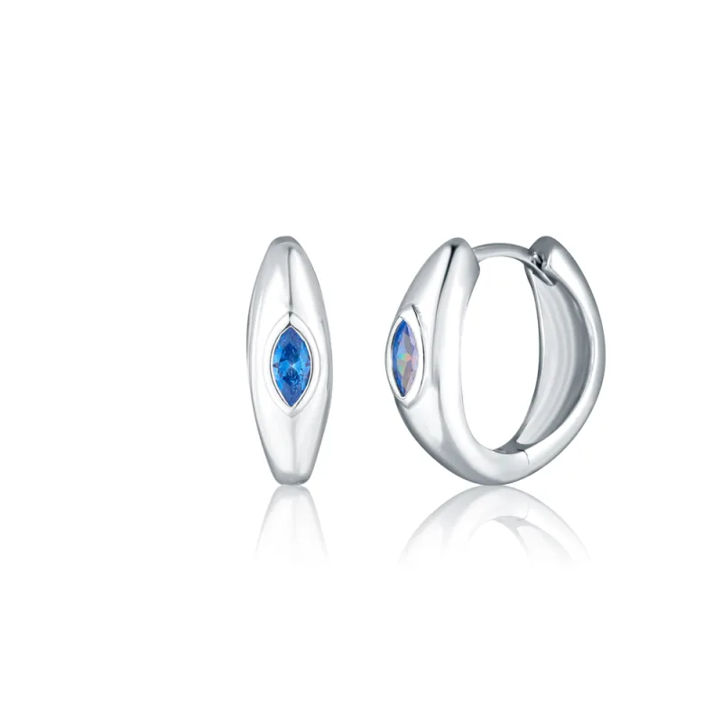 JVD Dámské stříbrné kruhové náušnice s modrými zirkony SVLE0846SH2M100