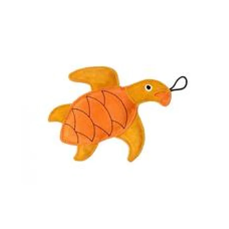 Hračka pes LEATHER TURTLE kůže,oranžová Kiwi 21 cm