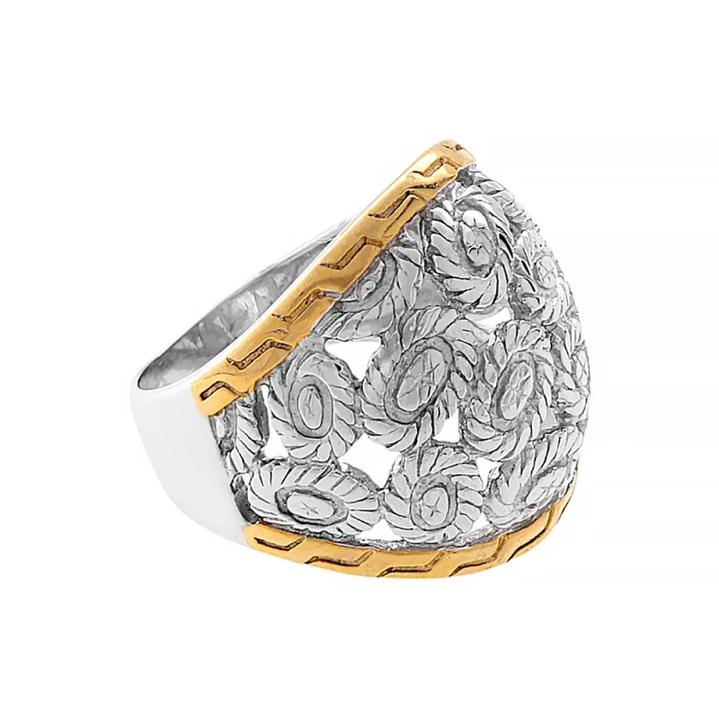 Nerezový prsten 5297 (velikost 55) - stříbrnozlaté barvy