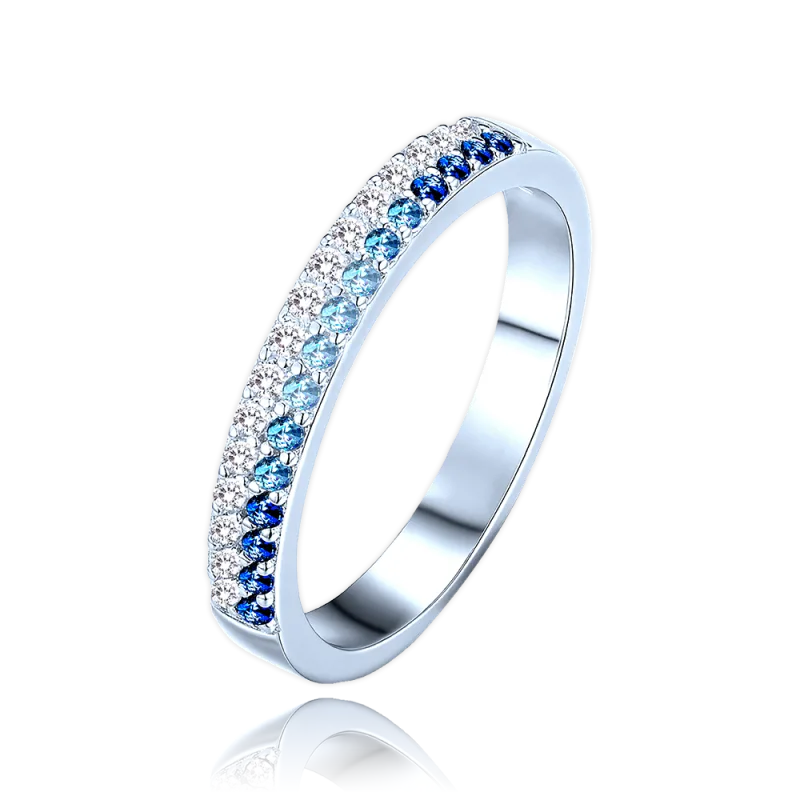 MINET Luxusní stříbrný prsten s bílými a modrými zirkony vel. 57 JMAS0291AR57