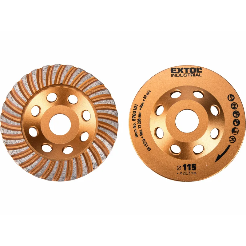 Diamantový brúsny kotúč dokončovací, 115mm, Turbo, EXTOL INDUSTRIAL