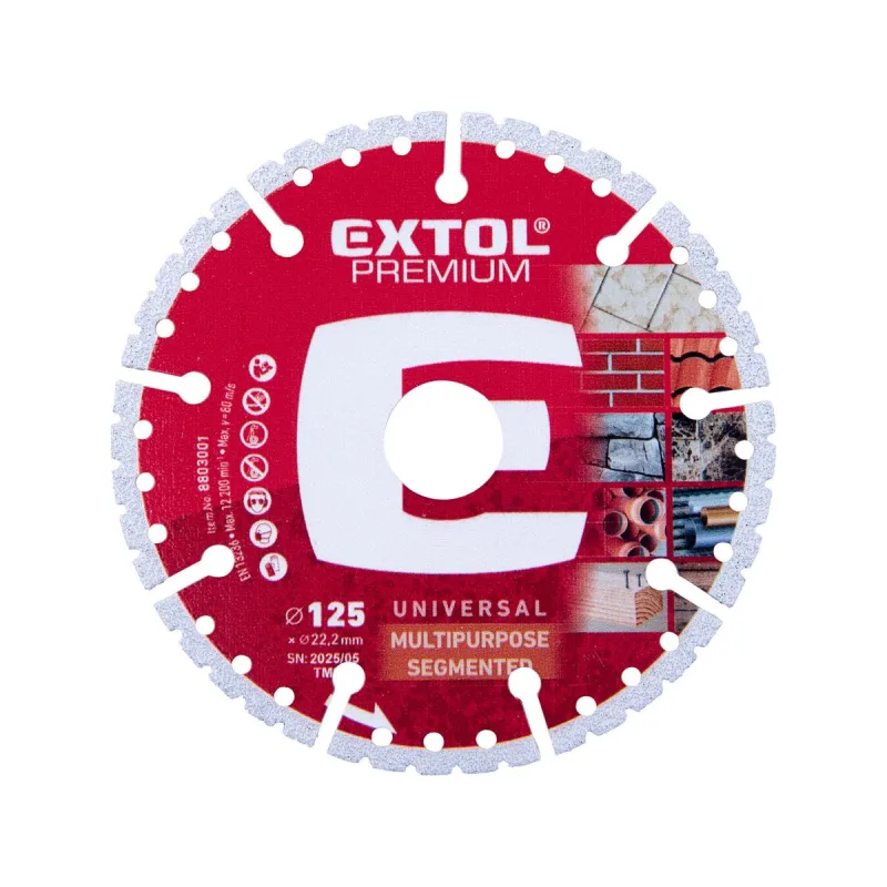 Kotúč rezný diamantový segmentový, kameň/kov/drevo, EXTOL PREMIUM