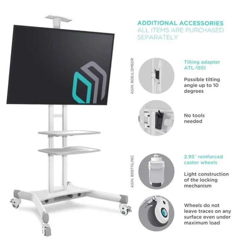 ONKRON TV mobilný stojan pre 40-70", max45kg, VESA 600x400, police,…