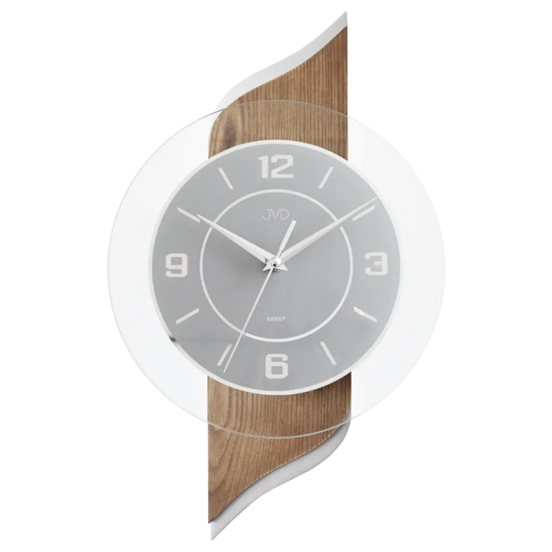 JVD Dřevěné skleněné netikající tiché hodiny JVD NS22004/11