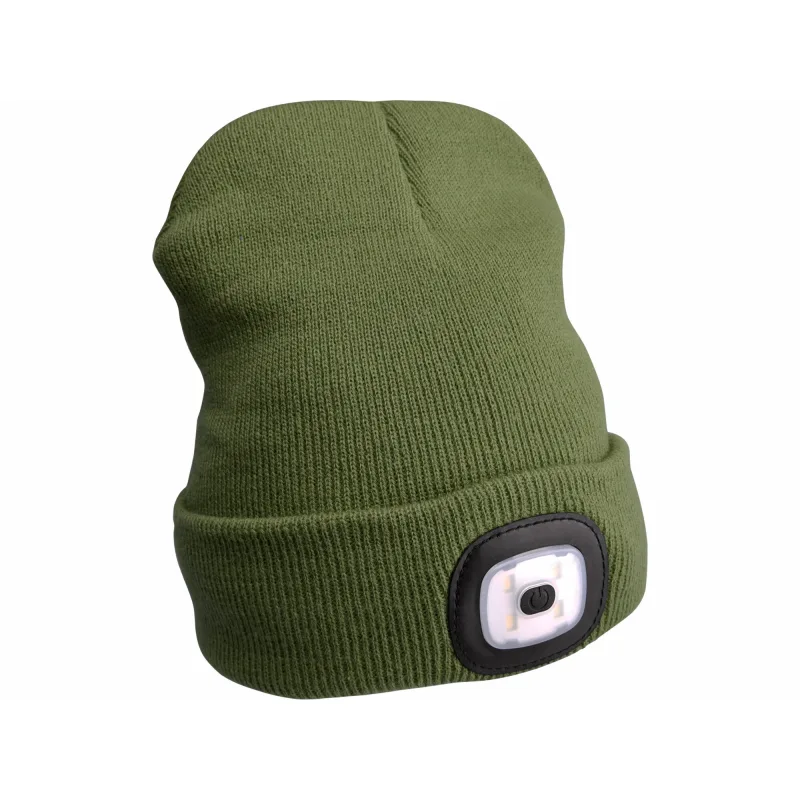 Čiapka zelená s čelovým svetlom, LED 4x45lm, 300mAh Li-ion, EXTOL LIGHT