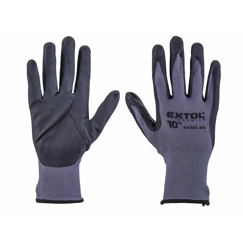 Rukavice nylonové polomáčané v nitrile, 10", EXTOL PREMIUM