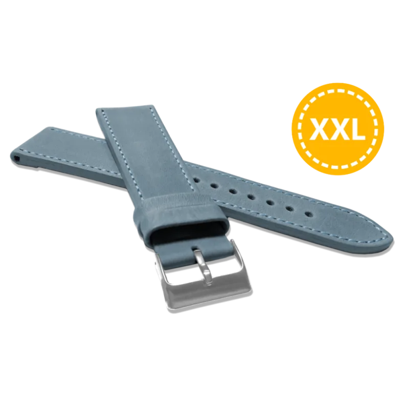 LAVVU XXL Prodloužený prošitý modrý řemínek SPORT z luxusní kůže Top Grain - 22 XXL LSAXJ22