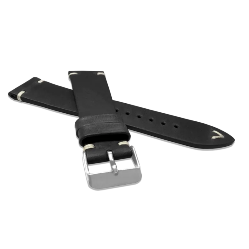 LAVVU Černý prošitý řemínek RETRO z luxusní kuže Top Grain - 18 LSNUB18