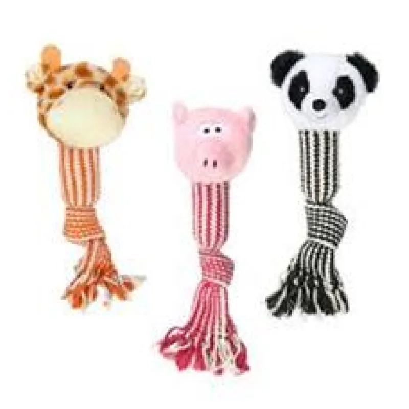 Prase, žirafa, panda lano pískací 45 cm 1ks/45cm