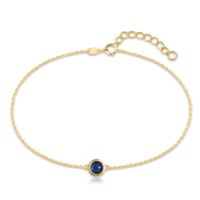 MINET Decentní zlatý náramek s modrým zirkonem Au 585/1000 0,95g JMG0311BGB17