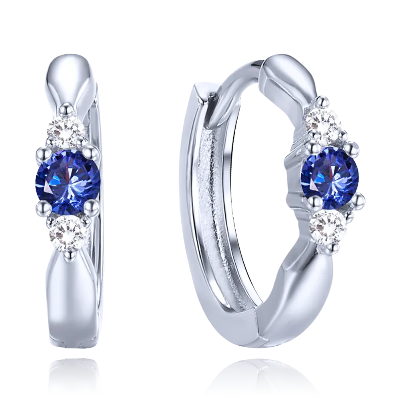 MINET Stříbrné náušnice s levandulově modrými a bílými zirkony JMAS0285BE00