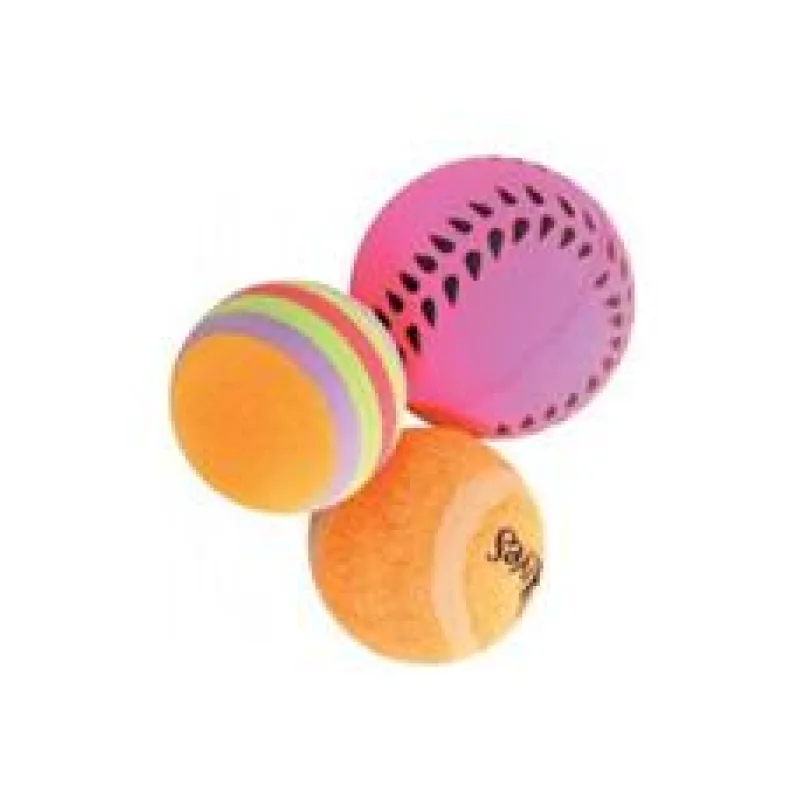 Hračka kočka sada míčků 3ks 4cm oranžová 1 ks