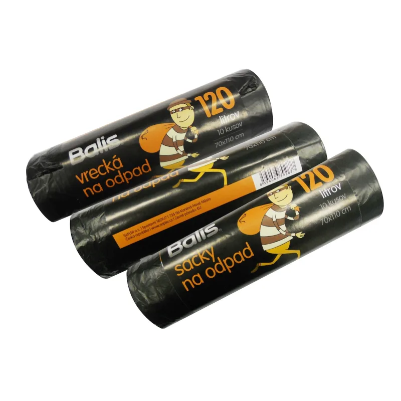 Vrecia na odpad 120 litrov HDPE 10ks farba čierna