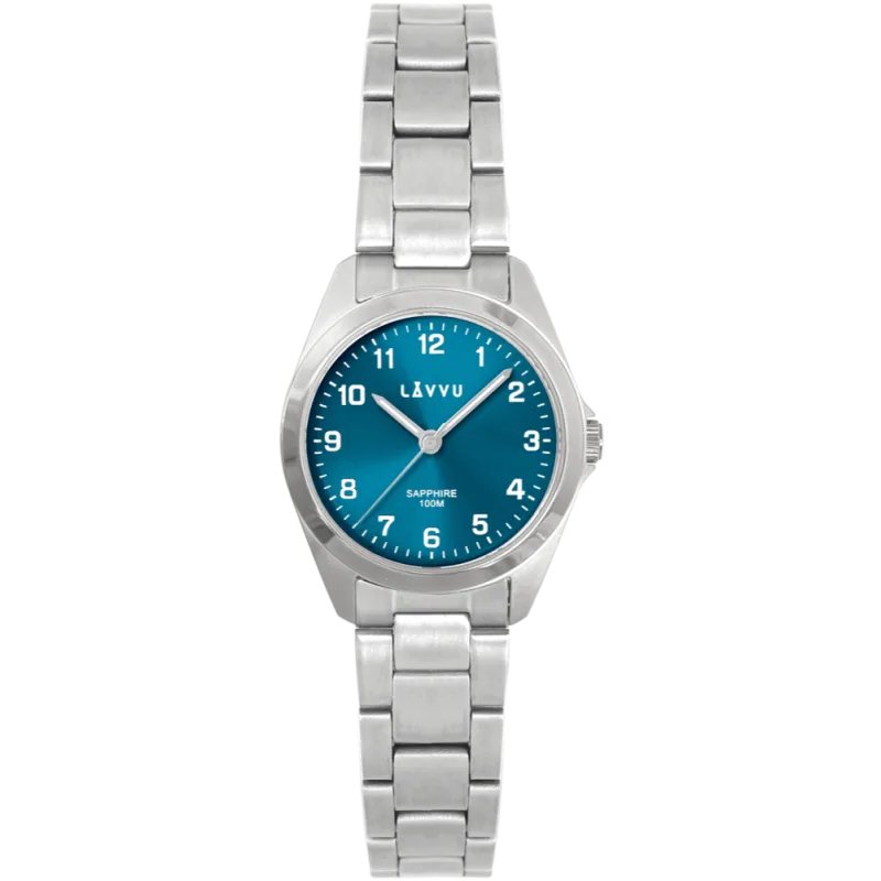 LAVVU Stříbrné náramkové dámské titanové hodinky EINA s vodotěsností 100M a safírovým sklem LWL5053