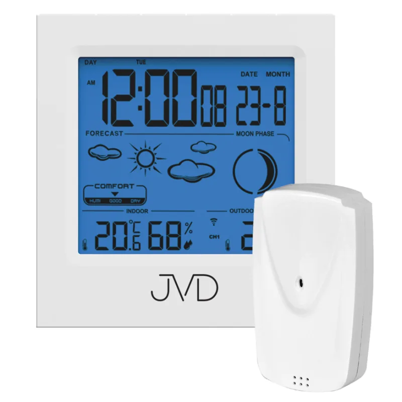 JVD Bílá bezdrátová meteostanice s venkovním čidlem JVD RB672.2