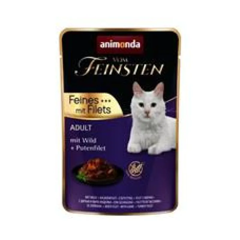 Vom Feinsten Adult FEINES m.Fillets - zvěřina + krůtí filet, kapsička pro kočky 85g