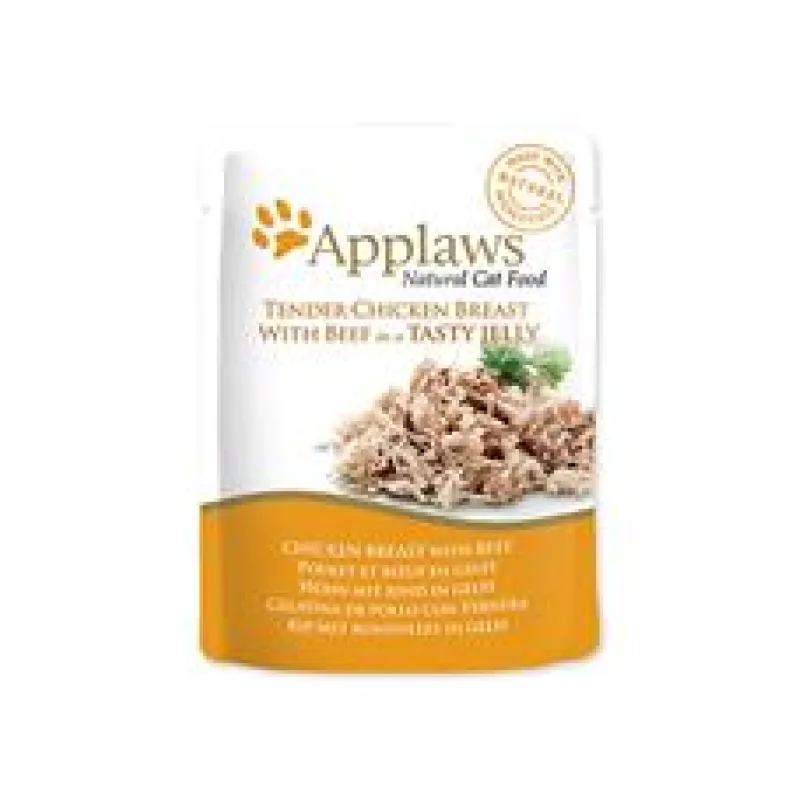 Kapsička APPLAWS cat pouch chicken with beef in jelly 70 g