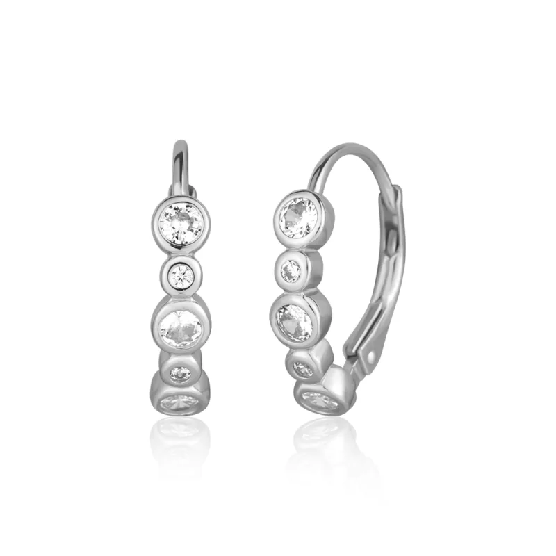 JVD Dámské klasické stříbrné náušnice se zirkony na patent SVLE1253XH2BIKL