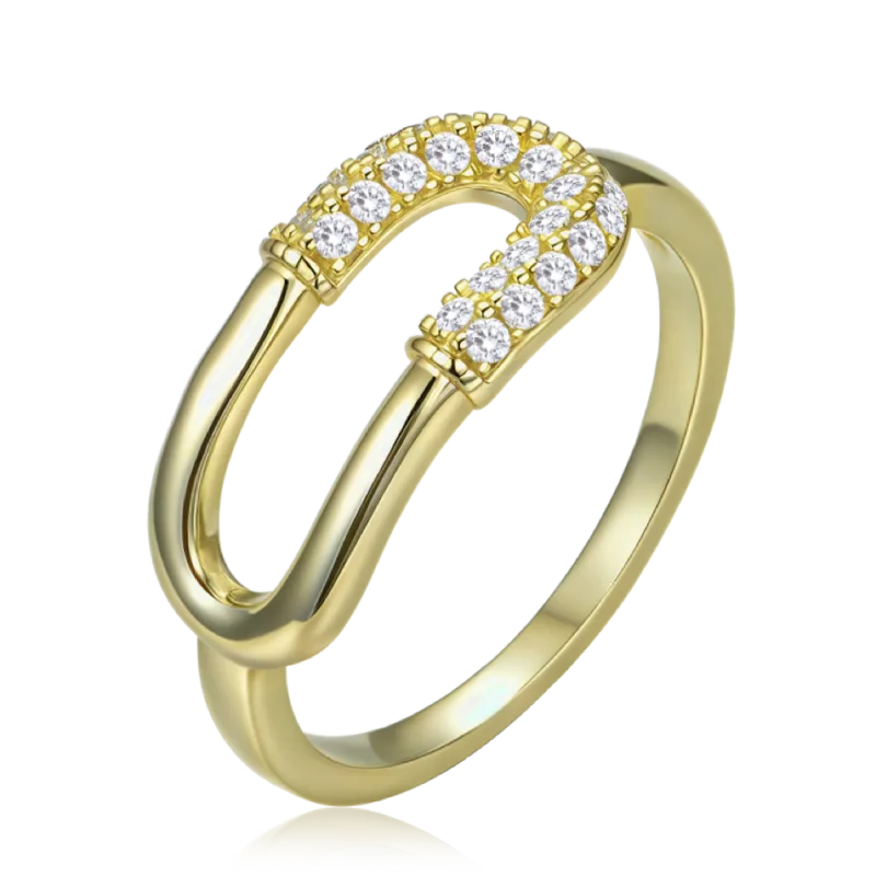 MINET Luxusní pozlacený stříbrný prsten se zirkonem vel. 55