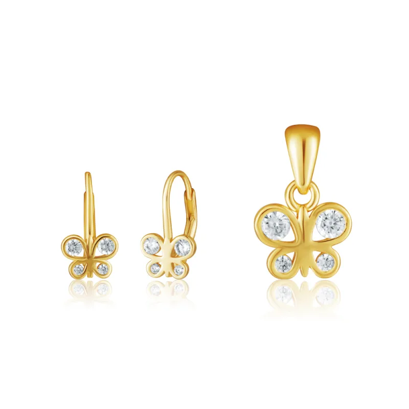 JVD Dámská pozlacená stříbrná souprava se zirkony set SVLS0147SH2GO00