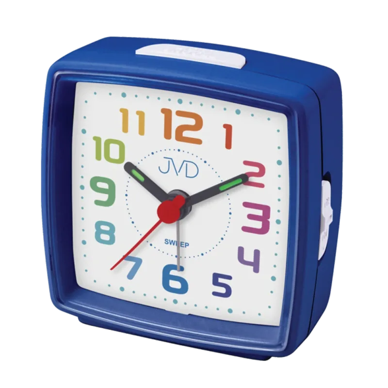 JVD Dětský modrý ručkový netikající tichý budík JVD SRP2811.1