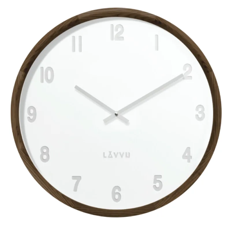 Tmavé dřevěné bílé hodiny LAVVU FADE LCT4061