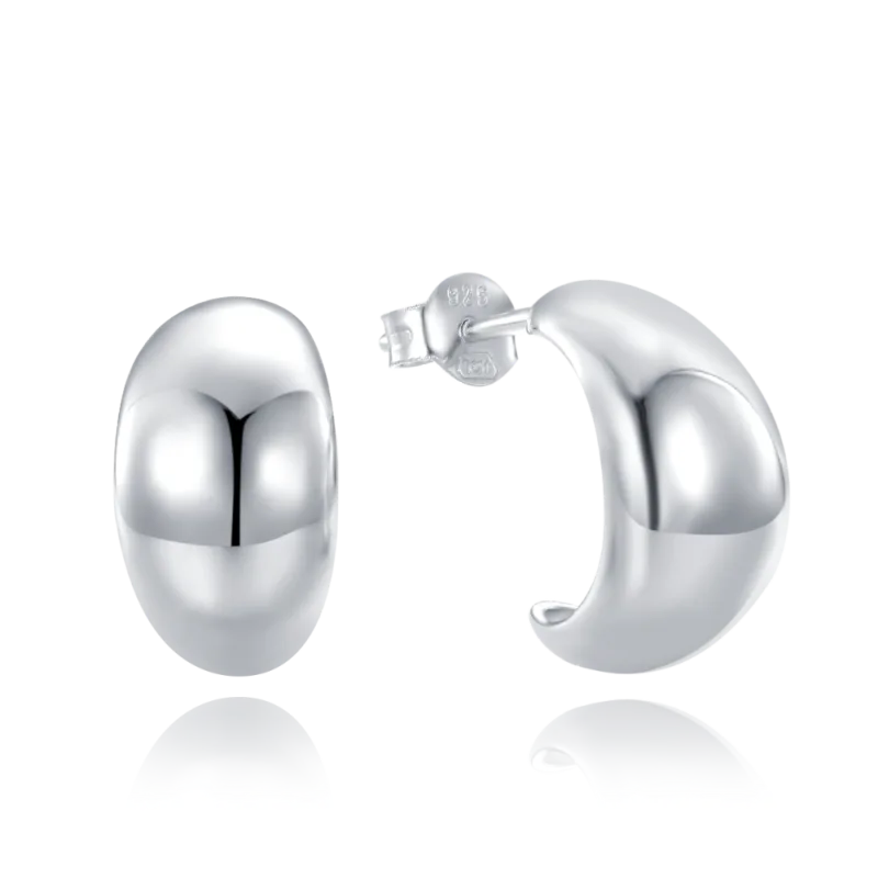 MINET Moderní stříbrné náušnice zahnuté kapky