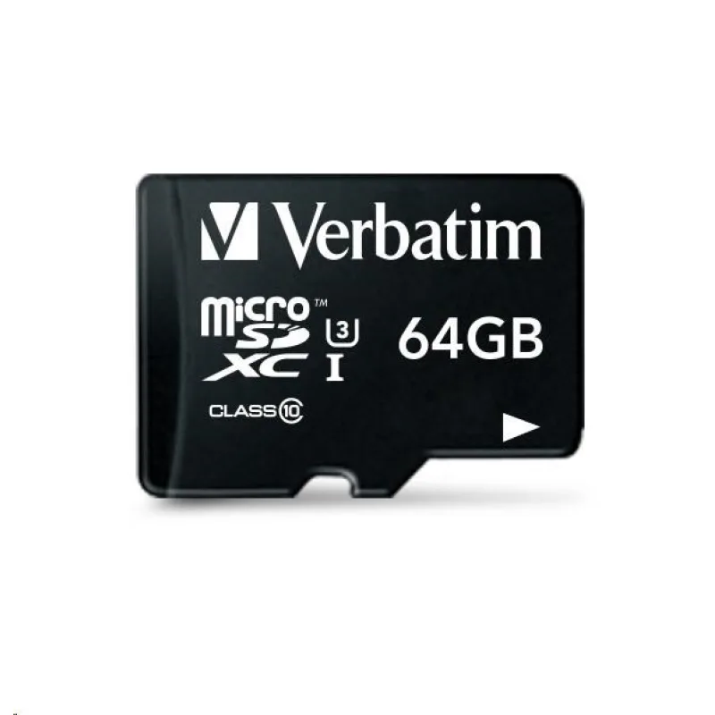 Karta VERBATIM MicroSDXC 64GB Pro, U3 + adaptér 47042