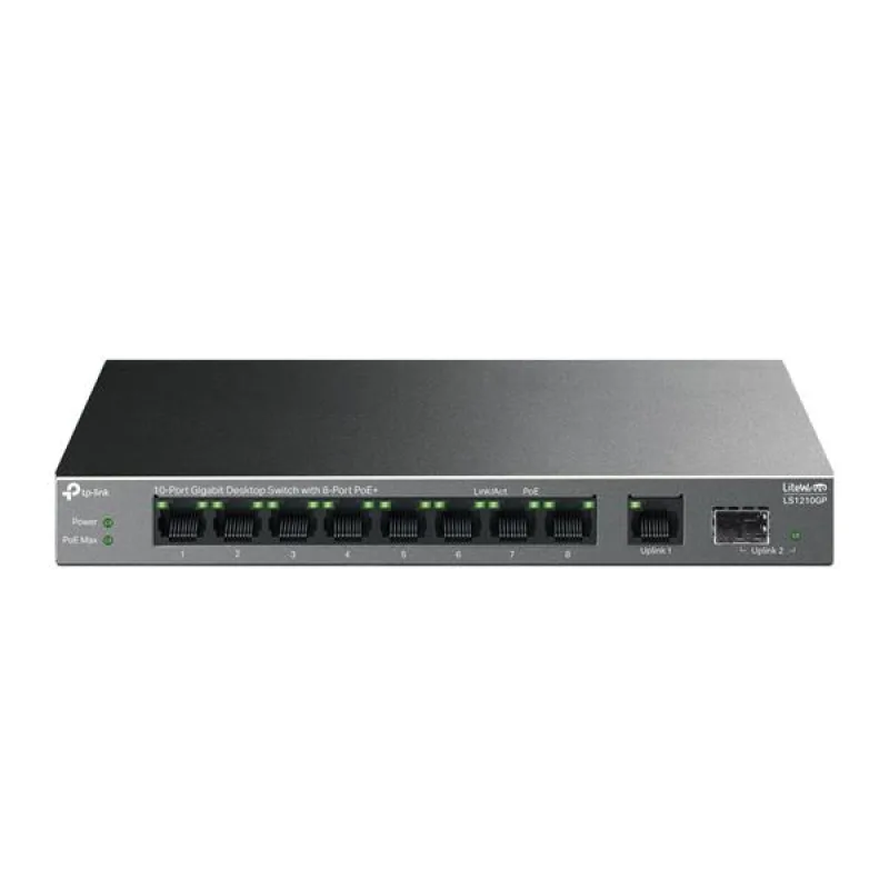 10-Port Gigabit Desktop Switch with 8-Port PoE+ PORT: 8× Gigabit PoE+…