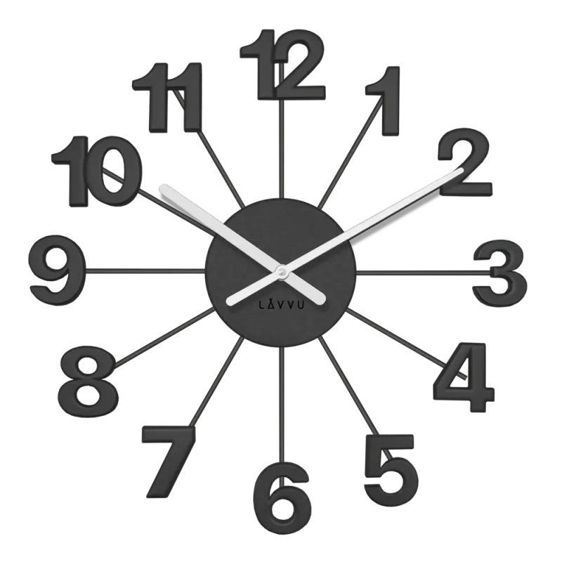 LAVVU Černé designové antracitové hodiny Nuance vyrobené v Čechách ⌀42cm LCT5004