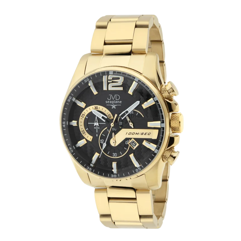 JVD Zlaté pánské vodotěsné hodinky JVD JE1002.5 - chronograf 10ATM