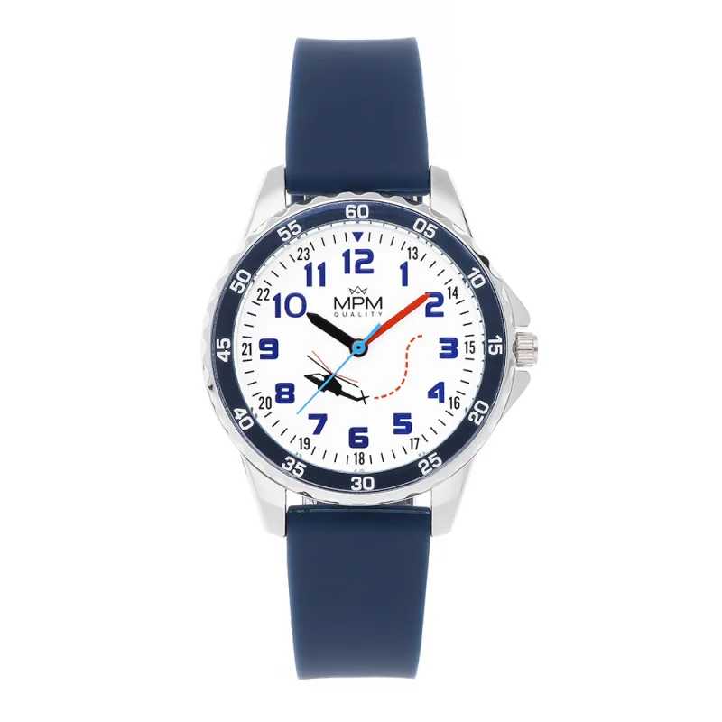MPM Dětské modré chlapecké MPM hodinky s motivem vrtulníku W05M.11332.A