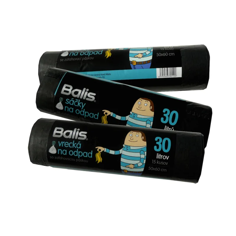 Vrecia na odpad zaťahovacie 30l, 15ks, 50x60cm