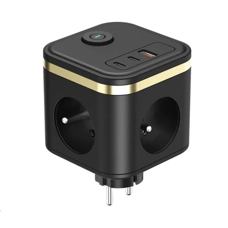 Viking síťový adaptér Y33, 3x 230 V, 1x USB-A, 2x USB-C, tlačítko ON/…