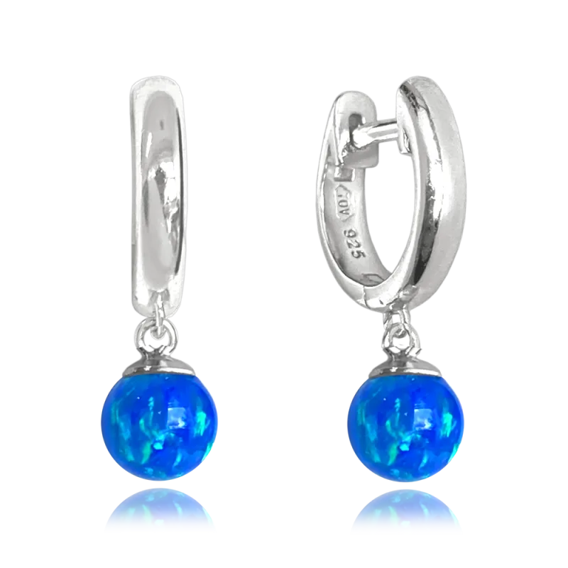 MINET Stříbrné náušnice s modrými opálky