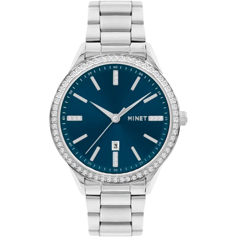 MINET Náramkové stříbrno-modré dámské hodinky Avenue MWL5312