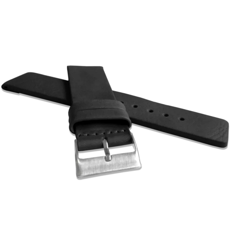 LAVVU Černý hladký řemínek PLAIN z luxusní kůže Top Grain - 24 LSCUB24