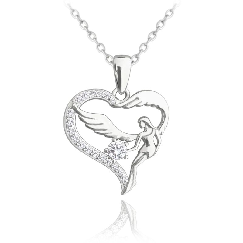 MINET Stříbrný náhrdelník ANDĚL se zirkonem