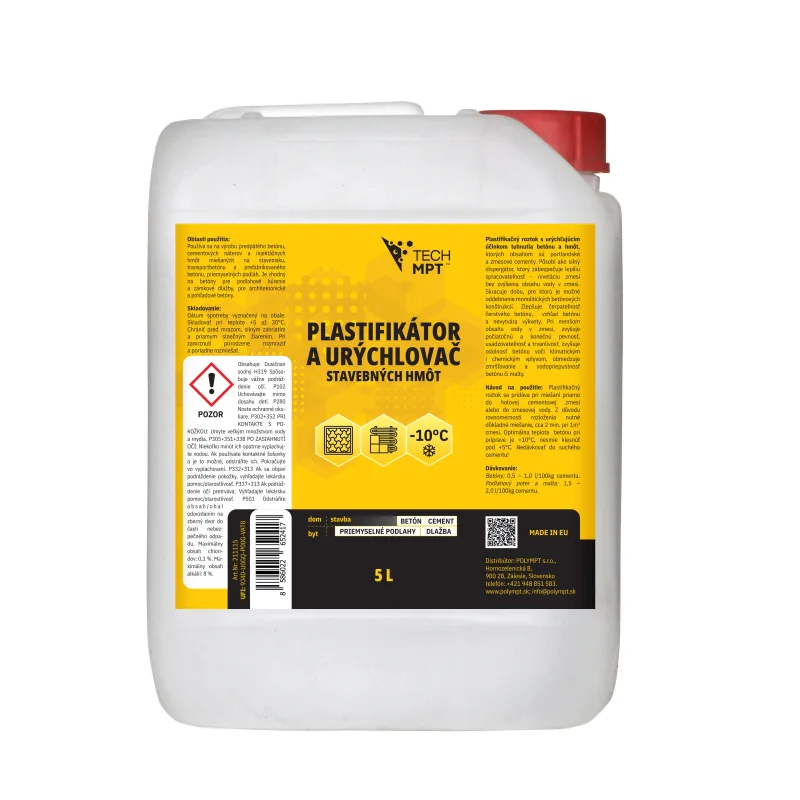 Plastifikátor a urýchľovač do betónu, lepšia spracovateľnosť bez vody, POLYMPT